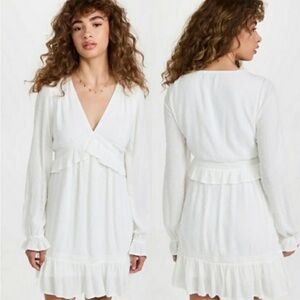 Paige Odelise White Long Sleeve V Neck Mini Dress Size XS